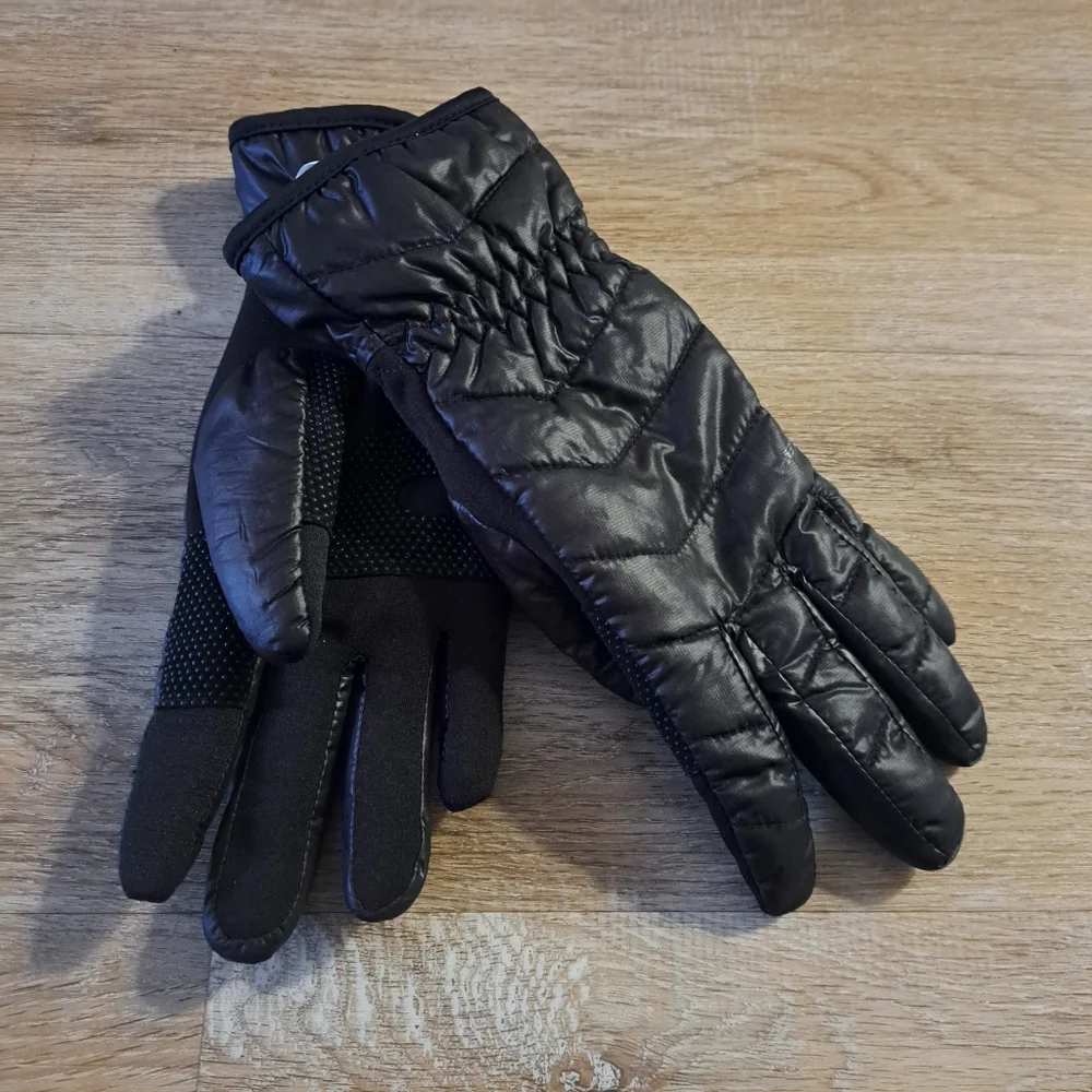 HEAD Black Winter Grip Two Fabric Isulated Women's Gloves Size Medium NWOT
